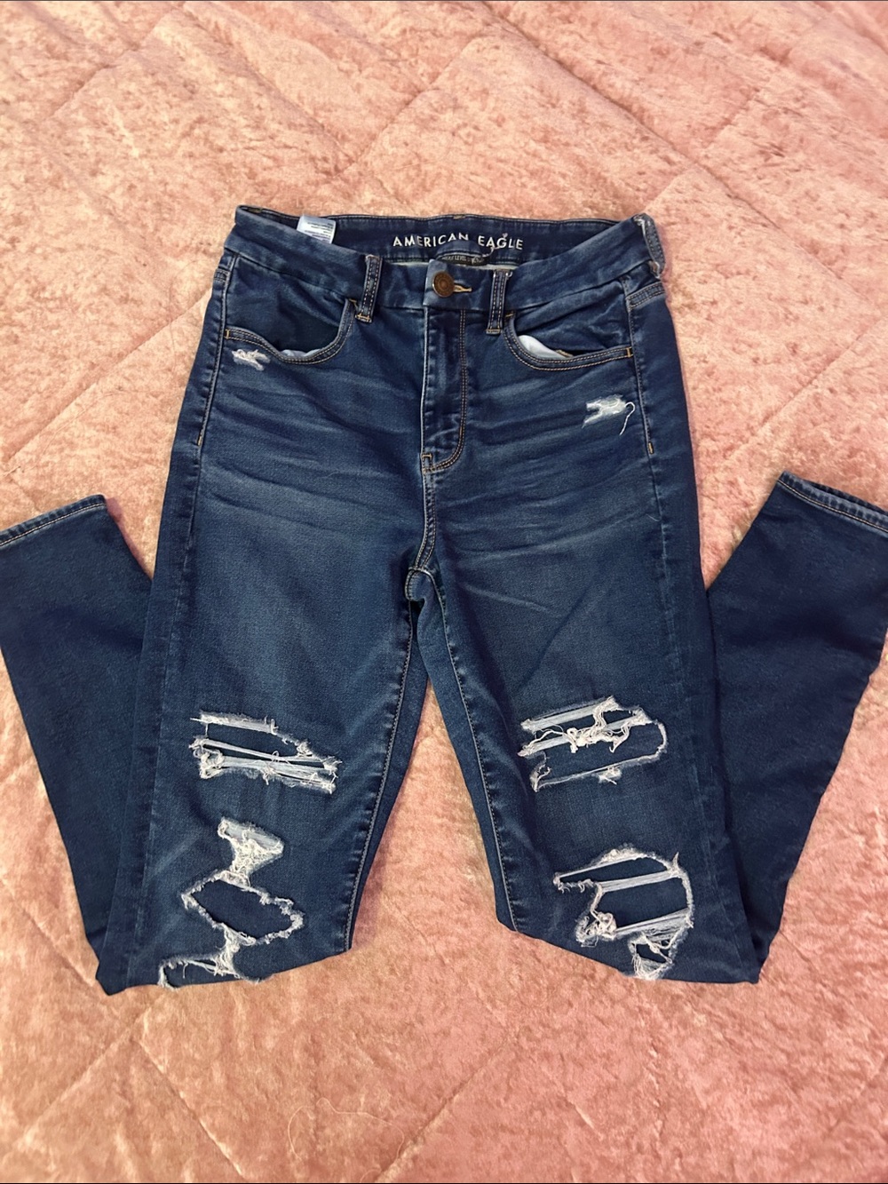 American Eagle Outfitters Dark Blue Ripped Skinny Jeans